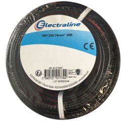 Câble multimédia HI-FI - 2x0.75mm² - L : 25 m - couronne - noir/rouge