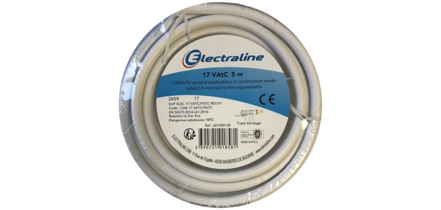 Câble multimédia - 17 VAtC -  L : 5 m - bobinot - blanc