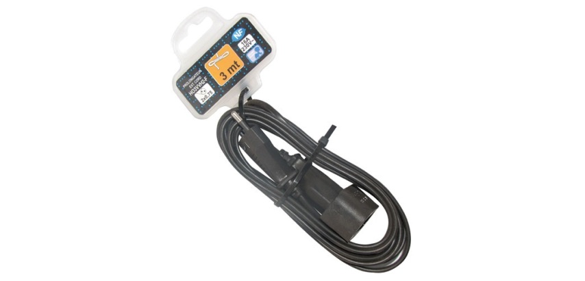 Prolongateur 6A - 2P - L : 3 m - noir