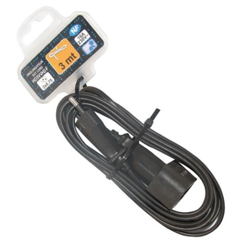Prolongateur 6A - 2P - L : 3 m - noir