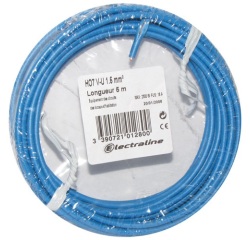 Câble d'installation rigide - H07V-U - 1x1.5mm² - L : 10 m - bobinot - bleu
