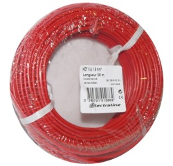 Câble d'installation rigide - H07V-U - 1x1.5mm² - L : 25 m - bobinot - roug