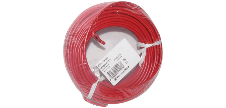 Câble d'installation rigide - H07V-U - 1x2.5mm² - L : 25 m - bobinot - roug