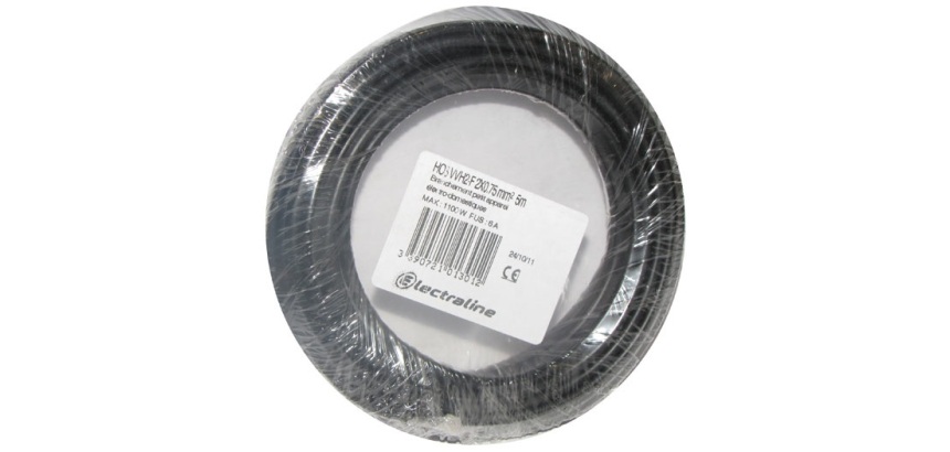 Câble domestique - H03VVH2F - 2x0.75mm² - L : 5 m - couronne - noir