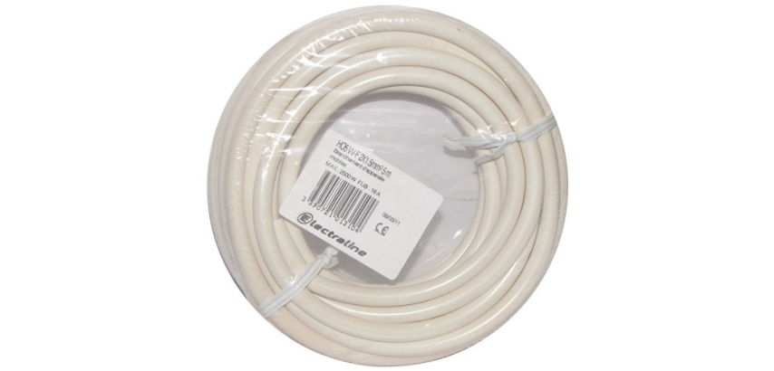 Câble d'installation H05VV-F - 2x1.5mm² -  L : 5 m - bobinot - blanc