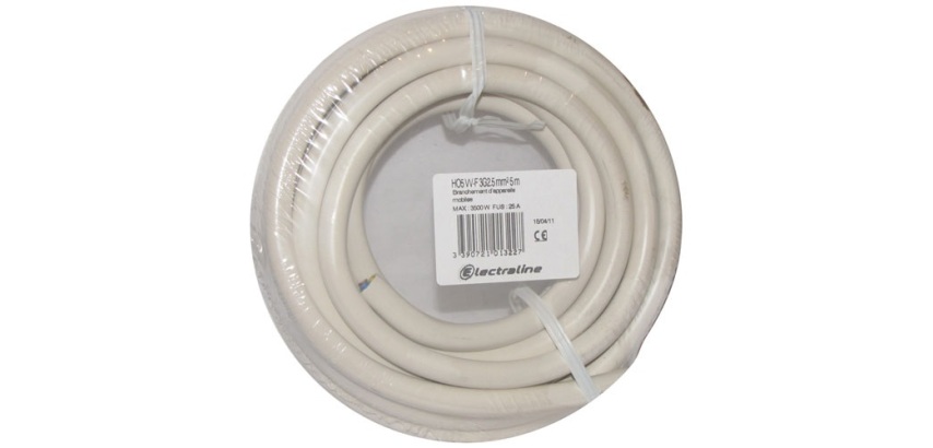 Câble d'installation H05VV-F - 3G2.5mm² -  L : 5 m - bobinot - blanc