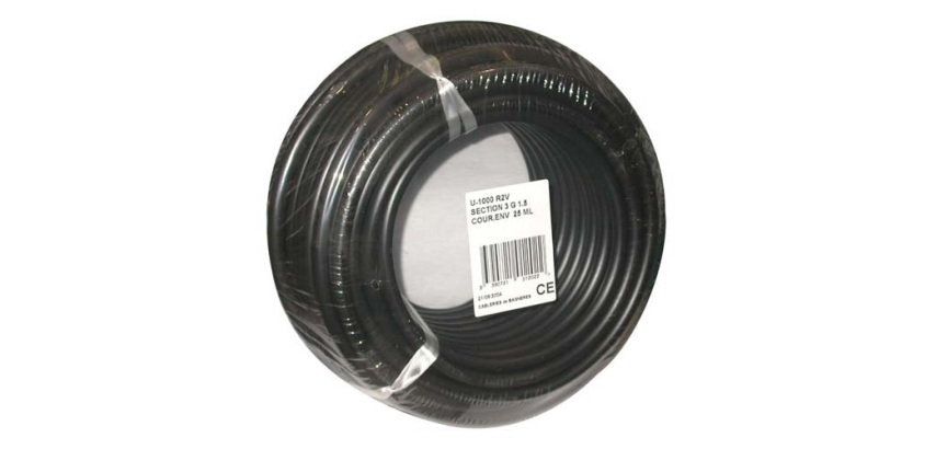 Câble d'installation rigide - U-1000 R2V - 3G1.5mm² - L : 10 m - couronne -