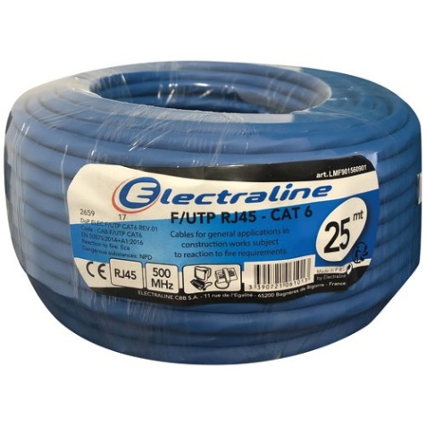 Câble multimédia FTP - RJ45 -CAT 6 -  L : 25 m - couronne - bleu