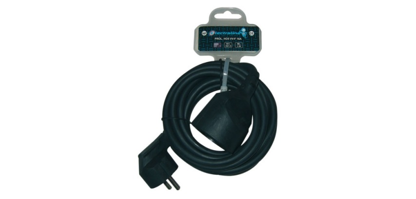 Prolongateur 16A - L : 3 m - fiche plate - noir
