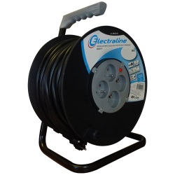 Enrouleur - Brico-line - 4 prises - avec disjoncteur thermique et poignée -