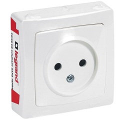 Prise - 2 pôles - complet - en saillie - blanc