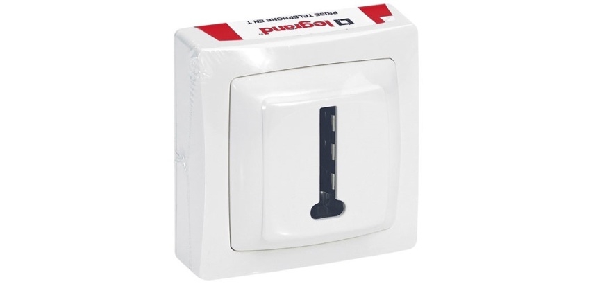 Prise - téléphone - 8 contacts en T - complet - en saillie - blanc