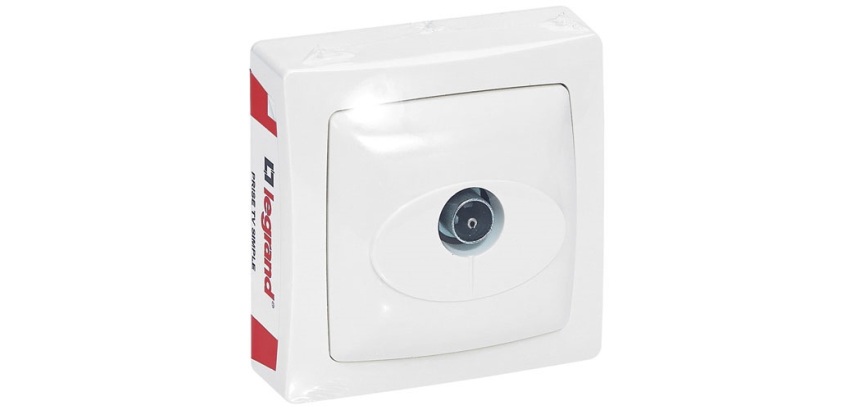 Prise - TV  simple - complet - en saillie - blanc