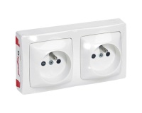 Double prise de courant 2P+T - Les Apparents - vertical ou horizontal - bla