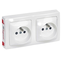 Double prise de courant 2P+T - Les Apparents - vertical ou horizontal - bla