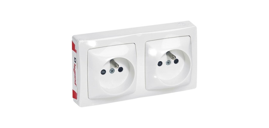 Double prise de courant 2P+T - Les Apparents - vertical ou horizontal - bla