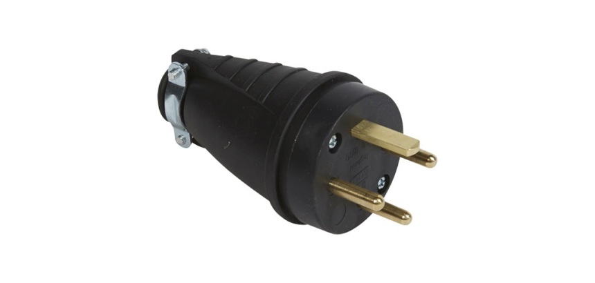 Fiche mâle 3P+T 20A 380V caoutchouc vrac