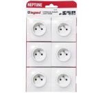 Prise de courant 2P+T - Neptune - blanc - lot de 6