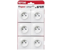 Prise de courant 2P+T - Neptune - blanc - lot de 6