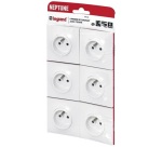 Prise de courant 2P+T - Neptune - blanc - lot de 6