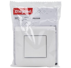 Poussoir 6 A - Mosaic Easy-Led - complet - à vis - blanc