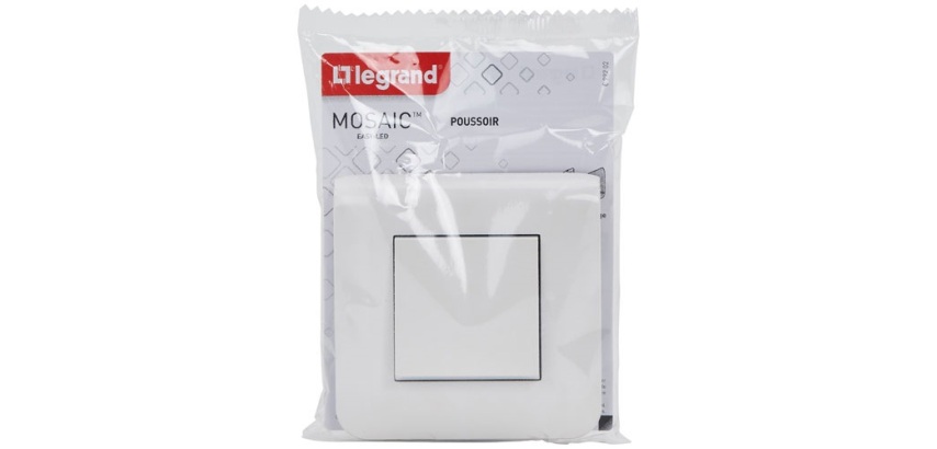 Poussoir 6 A - Mosaic Easy-Led - complet - à vis - blanc