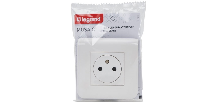 Prise de courant Surface 2P+T - Mosaic - complet - à vis - blanc