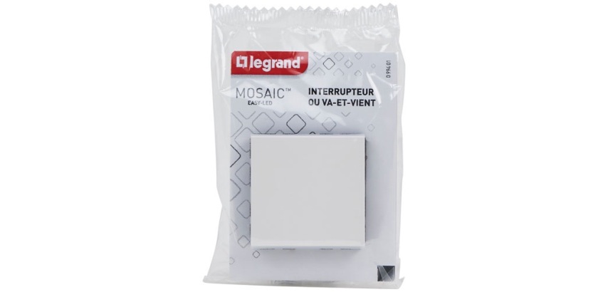 Interrupteur ou va-et-vient - Mosaic Easy-Led - 2 modules - à composer - bl
