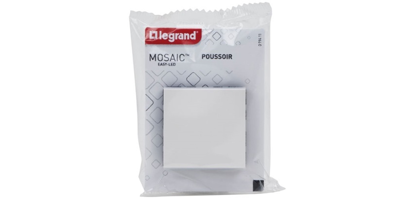 Poussoir 6 A - Mosaic Easy-Led - 2 modules - à composer - blanc