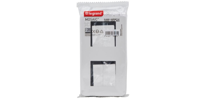 Plaque avec support pour 2 x 2 modules - Mosaic - montage vertical entraxe