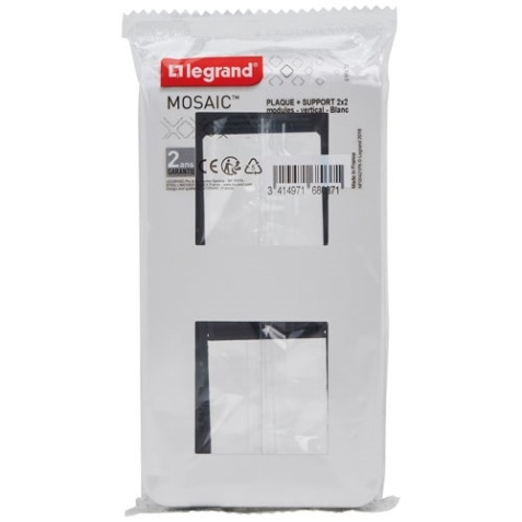 Plaque avec support pour 2 x 2 modules - Mosaic - montage vertical entraxe