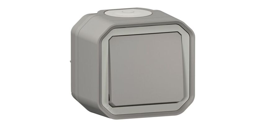 Interrupteur ou va-et-vient 10 A Plexo complet saillie gris