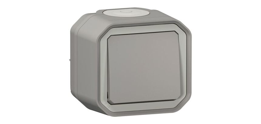 Interrupteur ou va-et-vient 10 A Plexo complet saillie gris