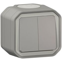 Double poussoir ou va-et-vient - Plexo - gris