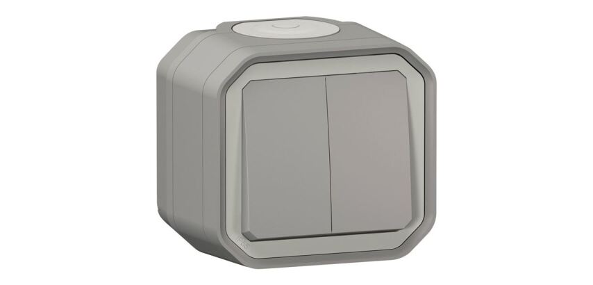 Double poussoir ou va-et-vient - Plexo - gris