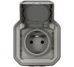 Prise de courant 2P+T Plexo complet saillie gris