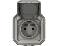 Prise de courant 2P+T Plexo complet saillie gris