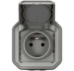 Prise de courant 2P+T Plexo complet saillie gris