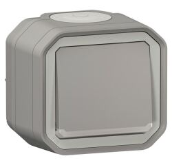 Interrupteur ou va-et-vient lumineux 10 A - Plexo - complet saillie - gris