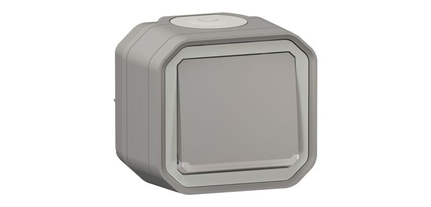 Interrupteur ou va-et-vient lumineux 10 A - Plexo - complet saillie - gris