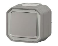 Interrupteur ou va-et-vient témoin 10 A - Plexo - complet saillie - gris