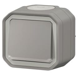 Interrupteur ou va-et-vient témoin 10 A - Plexo - complet saillie - gris