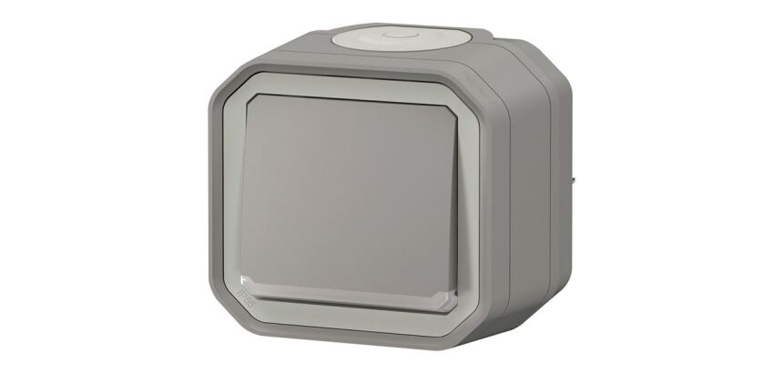 Interrupteur ou va-et-vient témoin 10 A - Plexo - complet saillie - gris