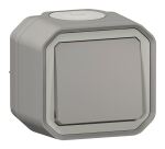 Poussoir simple - Plexo - complet saillie - gris