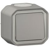 Poussoir simple - Plexo - complet saillie - gris