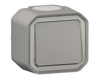 Poussoir simple - Plexo - complet saillie - gris