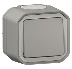 Poussoir simple - Plexo - complet saillie - gris