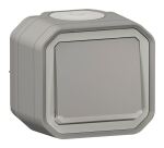 Poussoir simple lumineux - Plexo - complet saillie - gris