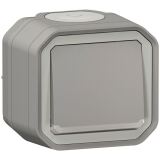 Poussoir simple lumineux - Plexo - complet saillie - gris