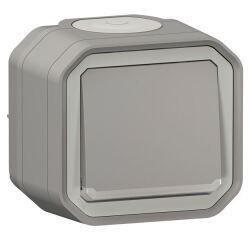 Poussoir simple lumineux - Plexo - complet saillie - gris